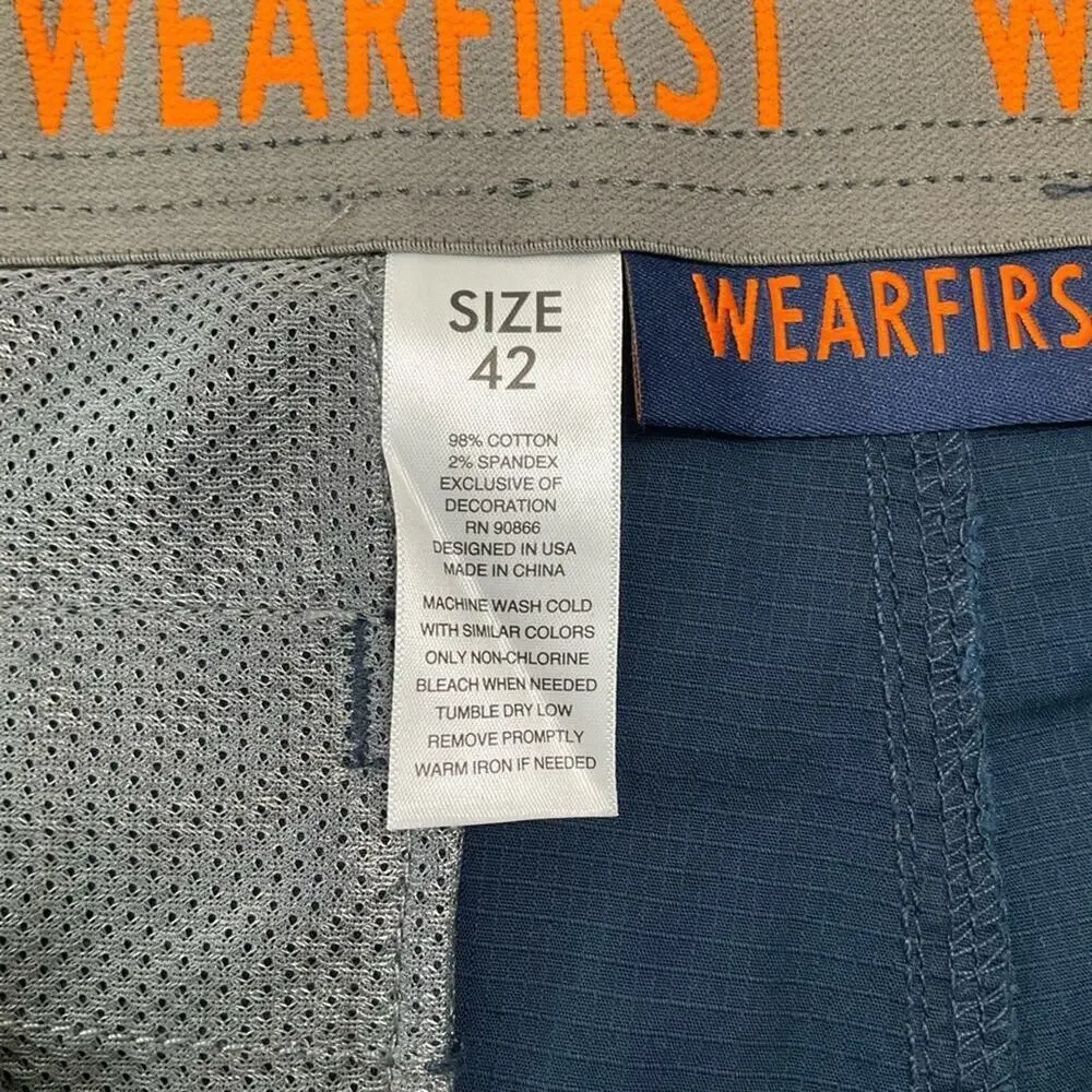 WearFirst Mens’ Cargo Shorts Blue Size 42 NWT